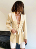 Veste Blazer Femmes à Col Décolleté en V avec Manches Longues Fermeture à Lacets avec Poches Unicolore