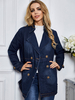Veste Blazer Femmes à Col Revers en Denim Fermeture avec Boutons Manches Bleu Foncé avec Poches Femme