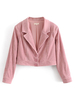 Veste Blazer Femmes à Col Revers en Velours Côtelés Taille Haute Fermeture avec Boutons Unicolore avec Manches Longues Femme