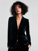 Veste Blazer Long Femme Hiver à Col Revers en Velours Côtelé Fermeture à boutons Coupe Cintrée Vert Foncé Unicolore Manteau Hiver Femme