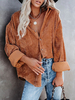 Veste Blouse Chemisier Femme Courte à Col Revers avec Manches Longues avec Boutons Unicolore