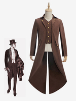 Veste Café Marron Vintage Rétro Médiéval Rétro Tuxedo Punk Rétro Vêtements Mi-longs