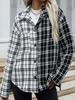 Veste Chemisier Imprimé Carreaux à Col Revers avec Manches Longues avec Boutons Bicolores Veste Femme