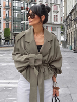 Veste coupe-vent courte à taille nouée pour femme 2026