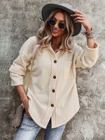 Veste Court Femme avec Manches Longues à Col Revers avec Boutons avec Poches Unicolore Veste Femme