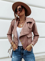 Veste Courte Femme à Col Revers avec Manches Longues avec Poches Unicolore Veste Femme