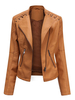 Veste courte femme en cuir Synthétique col rabattu à manches longues veste dhiver avec poches