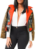 Veste courte femme noir col rabattu manches longues Rivets imprimé animal vestes de moto