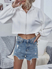 Veste dhiver pour femme - Sweat-shirt zippé à manches longues à capuche blanc