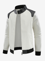 Veste de baseball pour homme à manches longues avec fermeture éclair et blocs de couleurs