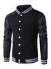 Veste de baseball pour hommes Manteau Varsity en cuir noir