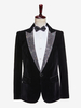 Veste de costume de scène en velours noir brillant pour homme