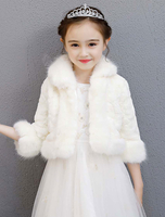 Veste de fille de fleur ivoire en fausse fourrure Châle fille de fleur