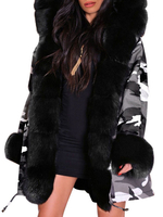 Veste de Souffleur noire à capuche zippée manches longues camouflage manteau d\