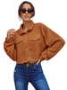 Veste Effet Blazer Femme Hiver à Col Revers Marrons Taille Haute avec Poches Unicolore Fermeture par Boutons Veste Femme