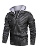 Veste en cuir à capuche pour hommes