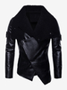 Veste en cuir pour homme avec col en fausse fourrure irrégulière Veste de moto en cuir PU