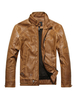 Veste en cuir pour homme Casual Windbreaker Automne Cafe Brown Cool Veste