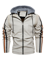 Veste en cuir pour homme Comfy Layered Zipper Color Block Smart Moto Winter écru blanc