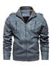 Veste en cuir pour homme Coupe-vent à glissière simple superposé Élégant Printemps Bleu éblouissant