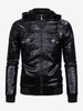 Veste en cuir pour homme coupe-vent décontracté à col montant avec poches zippées