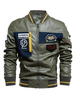 Veste en cuir pour homme simple couche fermeture éclair géométrique mode coupe-vent printemps vert chasseur