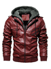 Veste en cuir pour homme Zipper Veste en cuir à capuche élégante
