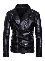Veste en cuir pour hommes Casual Windbreaker Automne Black Cool Cuir Veste