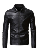 Veste En Cuir Pour Hommes Casuel Moto Automne Pu Noir Chic