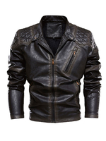 Veste en cuir pour hommes Coupe-vent à glissière simple superposé Printemps frais Bleu éblouissant