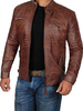 Veste En Cuir Pour Hommes Décontracté Café Brown Chic Slim Fit Manteaux En Cuir