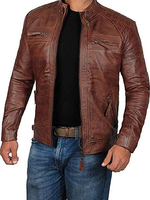 Veste En Cuir Pour Hommes Décontracté Café Brown Chic Slim Fit Manteaux En Cuir