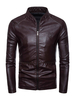 Veste En Cuir Pour Hommes Décontracté Moto Automne Polyuréthane Bordeaux Élégant Veste En Cuir