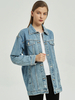 Veste en Denim Courte Femme à Col Revers avec Manches Longues avec Boutons avec Poches Unicolore Veste Femme