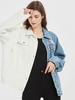 Veste en Denim Femme Déchiré Bicolores à Col Revers avec Manches Longues avec Poches avec Boutons Veste Femme Sexy