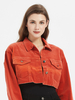 Veste en Denim Taille Haute à Col Revers avec Manches Longues avec Boutons avec Poches Veste Femme