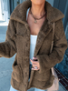 Veste en Fausse Fourrure Femme Courte à Col Revers avec Manches Longues Unicolore
