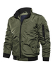 Veste en jean homme polyester col montant moderne manches longues vert chasseur veste coupe classique