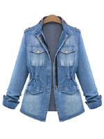 Veste en jeanBleu Denim poches veste Chic blouson femme