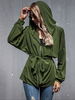 Veste femme à capuche à lacets en polyester à manches longues Veste femme