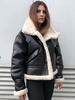 Veste Femme à Col Revers avec Manches Longues à Zip Bicolores