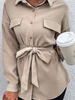 Veste Femme à Col Revers avec Manches Longues Coupe Cintrée à Lacets Unicolore Veste Femme