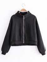 Veste Femme à Col Revers avec Manches Longues Taille Haute à Zip Unicolore Veste Femme