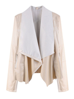 Veste Femme à Col Revers Courte avec Manches Longues à Zip Unicolore Manteau Veste Femme
