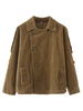 Veste Femme à Col Revers en Velours Côtelés avec Manches Longues Fermeture avec Boutons Unicolore Veste Femme