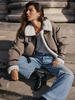 Veste Femme Polaire Col Rabattu Fausse Fourrure Polyester