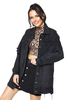 Veste Femmes à Col Revers en Denim avec Les Boutons et Les Poches Décontracté Uicolore avec Les Franges Noir Femme