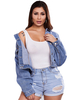 Veste Femmes à Col Revers en Denim avec Les Boutons et Les Poches Taille Haute Uicolore Bleu Clair Femme