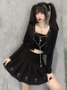 Veste gothique noire pour femme Veste rétro à manches longues en coton gothique