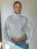 Veste grise pour femme col montant manches longues fermeture éclair vêtements dextérieur pour printemps 2025